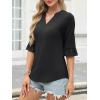 image:imageANRABESS Blouses for Women Dressy Casual 34 Sleeve V Neck Shirts Business Work Tunic Tops 2026 Fall Outfits ClothesBlack