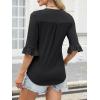image:imageANRABESS Blouses for Women Dressy Casual 34 Sleeve V Neck Shirts Business Work Tunic Tops 2026 Fall Outfits ClothesBlack