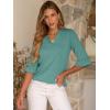 image:imageANRABESS Blouses for Women Dressy Casual 34 Sleeve V Neck Shirts Business Work Tunic Tops 2026 Fall Outfits ClothesCadet Blue Green