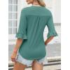 image:imageANRABESS Blouses for Women Dressy Casual 34 Sleeve V Neck Shirts Business Work Tunic Tops 2026 Fall Outfits ClothesCadet Blue Green