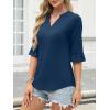 image:imageANRABESS Blouses for Women Dressy Casual 34 Sleeve V Neck Shirts Business Work Tunic Tops 2026 Fall Outfits ClothesDeep Blue