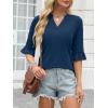 image:imageANRABESS Blouses for Women Dressy Casual 34 Sleeve V Neck Shirts Business Work Tunic Tops 2026 Fall Outfits ClothesDeep Blue