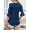 image:imageANRABESS Blouses for Women Dressy Casual 34 Sleeve V Neck Shirts Business Work Tunic Tops 2026 Fall Outfits ClothesDeep Blue