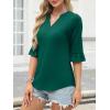 image:imageANRABESS Blouses for Women Dressy Casual 34 Sleeve V Neck Shirts Business Work Tunic Tops 2026 Fall Outfits ClothesDeep Green