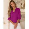 image:imageANRABESS Blouses for Women Dressy Casual 34 Sleeve V Neck Shirts Business Work Tunic Tops 2026 Fall Outfits ClothesHot Pink