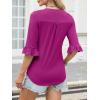 image:imageANRABESS Blouses for Women Dressy Casual 34 Sleeve V Neck Shirts Business Work Tunic Tops 2026 Fall Outfits ClothesHot Pink
