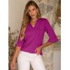 image:imageANRABESS Blouses for Women Dressy Casual 34 Sleeve V Neck Shirts Business Work Tunic Tops 2026 Fall Outfits ClothesHot Pink