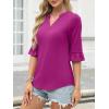 image:imageANRABESS Blouses for Women Dressy Casual 34 Sleeve V Neck Shirts Business Work Tunic Tops 2026 Fall Outfits ClothesHot Pink