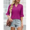 image:imageANRABESS Blouses for Women Dressy Casual 34 Sleeve V Neck Shirts Business Work Tunic Tops 2026 Fall Outfits ClothesHot Pink