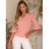 image:imageANRABESS Blouses for Women Dressy Casual 34 Sleeve V Neck Shirts Business Work Tunic Tops 2026 Fall Outfits ClothesOrange Pink