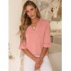 image:imageANRABESS Blouses for Women Dressy Casual 34 Sleeve V Neck Shirts Business Work Tunic Tops 2026 Fall Outfits ClothesOrange Pink