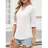image:imageANRABESS Blouses for Women Dressy Casual 34 Sleeve V Neck Shirts Business Work Tunic Tops 2026 Fall Outfits ClothesWhite