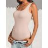 image:imageANRABESS Bodysuits for Women Summer Ribbed Knit Scoop Neck Sleeveless Sexy Slim Fitted Tank Tops 2026 Teen Girls Body SuitsBeige