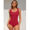 image:imageANRABESS Bodysuits for Women Summer Ribbed Knit Scoop Neck Sleeveless Sexy Slim Fitted Tank Tops 2026 Teen Girls Body SuitsRed