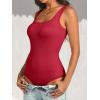 image:imageANRABESS Bodysuits for Women Summer Ribbed Knit Scoop Neck Sleeveless Sexy Slim Fitted Tank Tops 2026 Teen Girls Body SuitsRed