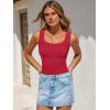 image:imageANRABESS Bodysuits for Women Summer Ribbed Knit Scoop Neck Sleeveless Sexy Slim Fitted Tank Tops 2026 Teen Girls Body SuitsRed