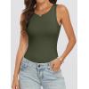 image:imageANRABESS Bodysuits for Women Summer Sleeveless Slim Fitted Crew Neck Bodysuit Tank Tops 2026 Sexy Going Out Trendy OutfitsArmy Green