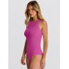 image:imageANRABESS Bodysuits for Women Summer Sleeveless Slim Fitted Crew Neck Bodysuit Tank Tops 2026 Sexy Going Out Trendy OutfitsHot Pink