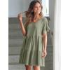 image:imageANRABESS Dresses for Women Summer 2026 V Neck Ruffle Sleeve A Line Tiered Flowy Casual Trendy Mini Beach Dress with PocketsArmy Green