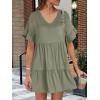 image:imageANRABESS Dresses for Women Summer 2026 V Neck Ruffle Sleeve A Line Tiered Flowy Casual Trendy Mini Beach Dress with PocketsArmy Green