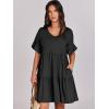 image:imageANRABESS Dresses for Women Summer 2026 V Neck Ruffle Sleeve A Line Tiered Flowy Casual Trendy Mini Beach Dress with PocketsBlack