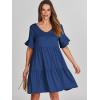 image:imageANRABESS Dresses for Women Summer 2026 V Neck Ruffle Sleeve A Line Tiered Flowy Casual Trendy Mini Beach Dress with PocketsBlue
