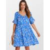 image:imageANRABESS Dresses for Women Summer 2026 V Neck Ruffle Sleeve A Line Tiered Flowy Casual Trendy Mini Beach Dress with PocketsBlue Pink Floral