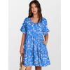 image:imageANRABESS Dresses for Women Summer 2026 V Neck Ruffle Sleeve A Line Tiered Flowy Casual Trendy Mini Beach Dress with PocketsBlue Pink Floral