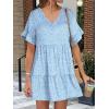 image:imageANRABESS Dresses for Women Summer 2026 V Neck Ruffle Sleeve A Line Tiered Flowy Casual Trendy Mini Beach Dress with PocketsBlue White Floral