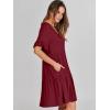 image:imageANRABESS Dresses for Women Summer 2026 V Neck Ruffle Sleeve A Line Tiered Flowy Casual Trendy Mini Beach Dress with PocketsBurgundy