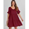 image:imageANRABESS Dresses for Women Summer 2026 V Neck Ruffle Sleeve A Line Tiered Flowy Casual Trendy Mini Beach Dress with PocketsBurgundy