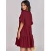 image:imageANRABESS Dresses for Women Summer 2026 V Neck Ruffle Sleeve A Line Tiered Flowy Casual Trendy Mini Beach Dress with PocketsBurgundy