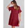 image:imageANRABESS Dresses for Women Summer 2026 V Neck Ruffle Sleeve A Line Tiered Flowy Casual Trendy Mini Beach Dress with PocketsBurgundy