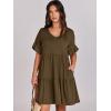image:imageANRABESS Dresses for Women Summer 2026 V Neck Ruffle Sleeve A Line Tiered Flowy Casual Trendy Mini Beach Dress with PocketsCoffee