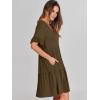 image:imageANRABESS Dresses for Women Summer 2026 V Neck Ruffle Sleeve A Line Tiered Flowy Casual Trendy Mini Beach Dress with PocketsCoffee