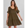 image:imageANRABESS Dresses for Women Summer 2026 V Neck Ruffle Sleeve A Line Tiered Flowy Casual Trendy Mini Beach Dress with PocketsCoffee