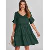 image:imageANRABESS Dresses for Women Summer 2026 V Neck Ruffle Sleeve A Line Tiered Flowy Casual Trendy Mini Beach Dress with PocketsDeep Green