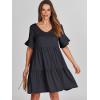 image:imageANRABESS Dresses for Women Summer 2026 V Neck Ruffle Sleeve A Line Tiered Flowy Casual Trendy Mini Beach Dress with PocketsDeep Navy Blue