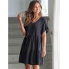 image:imageANRABESS Dresses for Women Summer 2026 V Neck Ruffle Sleeve A Line Tiered Flowy Casual Trendy Mini Beach Dress with PocketsDeep Navy Blue