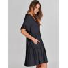 image:imageANRABESS Dresses for Women Summer 2026 V Neck Ruffle Sleeve A Line Tiered Flowy Casual Trendy Mini Beach Dress with PocketsDeep Navy Blue