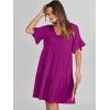 image:imageANRABESS Dresses for Women Summer 2026 V Neck Ruffle Sleeve A Line Tiered Flowy Casual Trendy Mini Beach Dress with PocketsFuchsia