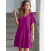 image:imageANRABESS Dresses for Women Summer 2026 V Neck Ruffle Sleeve A Line Tiered Flowy Casual Trendy Mini Beach Dress with PocketsFuchsia