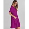 image:imageANRABESS Dresses for Women Summer 2026 V Neck Ruffle Sleeve A Line Tiered Flowy Casual Trendy Mini Beach Dress with PocketsFuchsia
