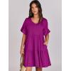 image:imageANRABESS Dresses for Women Summer 2026 V Neck Ruffle Sleeve A Line Tiered Flowy Casual Trendy Mini Beach Dress with PocketsFuchsia