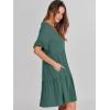 image:imageANRABESS Dresses for Women Summer 2026 V Neck Ruffle Sleeve A Line Tiered Flowy Casual Trendy Mini Beach Dress with PocketsGreen