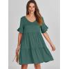 image:imageANRABESS Dresses for Women Summer 2026 V Neck Ruffle Sleeve A Line Tiered Flowy Casual Trendy Mini Beach Dress with PocketsGreen