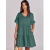 image:imageANRABESS Dresses for Women Summer 2026 V Neck Ruffle Sleeve A Line Tiered Flowy Casual Trendy Mini Beach Dress with PocketsGreen