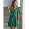 image:imageANRABESS Dresses for Women Summer 2026 V Neck Ruffle Sleeve A Line Tiered Flowy Casual Trendy Mini Beach Dress with PocketsGreen