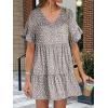 image:imageANRABESS Dresses for Women Summer 2026 V Neck Ruffle Sleeve A Line Tiered Flowy Casual Trendy Mini Beach Dress with PocketsKhaki Polka Dot Gray