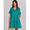 image:imageANRABESS Dresses for Women Summer 2026 V Neck Ruffle Sleeve A Line Tiered Flowy Casual Trendy Mini Beach Dress with PocketsLake Green
